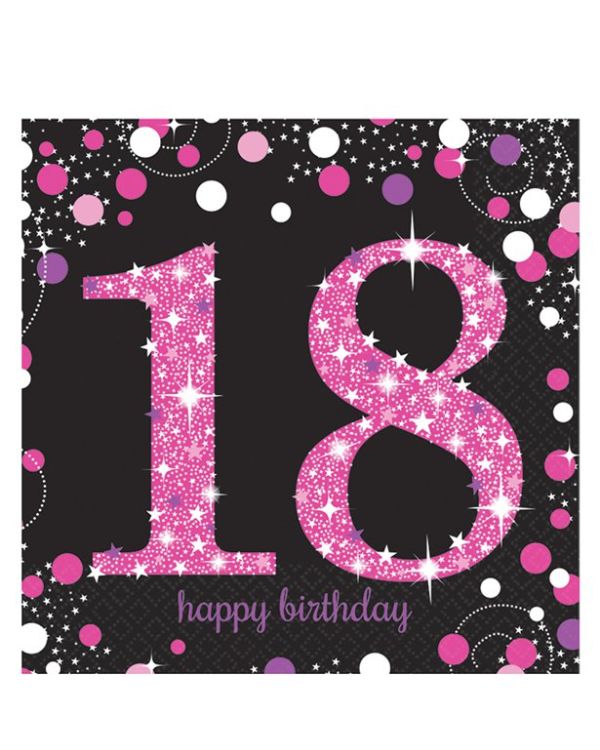 Pink 18th Birthday Celebration Napkins - 16pk