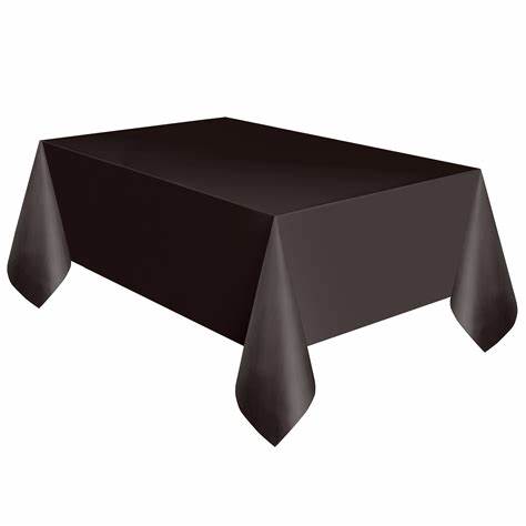 Black Solid Rectangular Plastic Table Cover54" x 108"