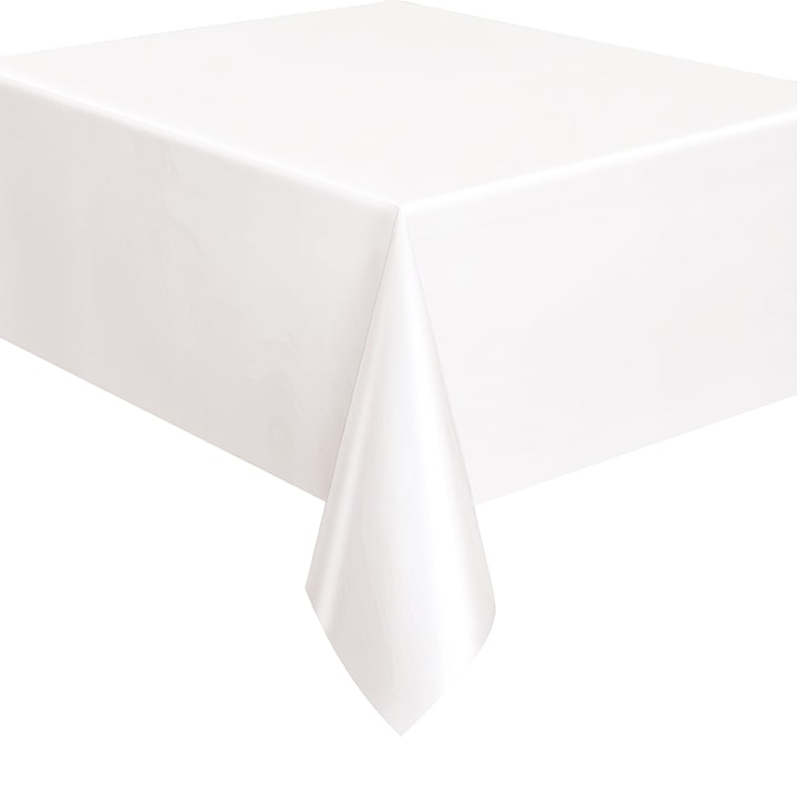 White Rectangle Plastic Table Cover 54" x 108"