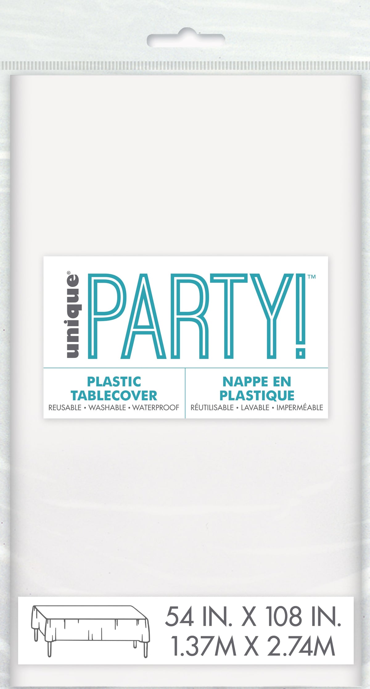 White Rectangle Plastic Table Cover 54" x 108"