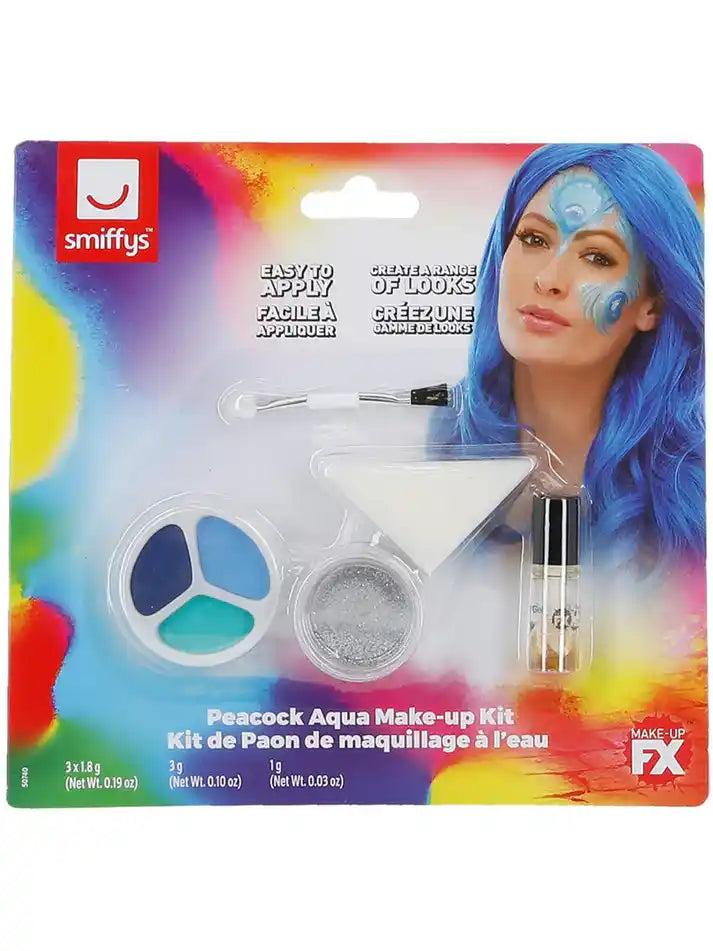 Smiffys Make-Up FX, Peacock Aqua Kit
