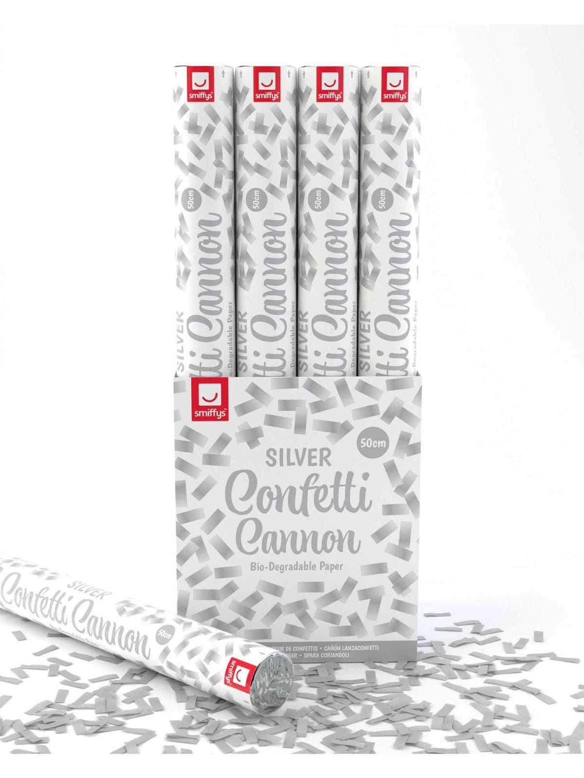 Silver Bio-Degradable Confetti Party Cannon - 50cm