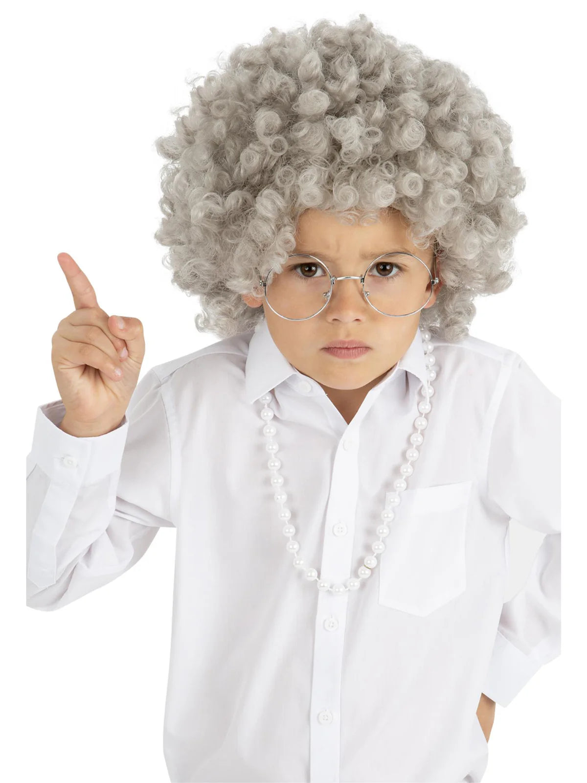 Kids Granny Perm Grey Wig