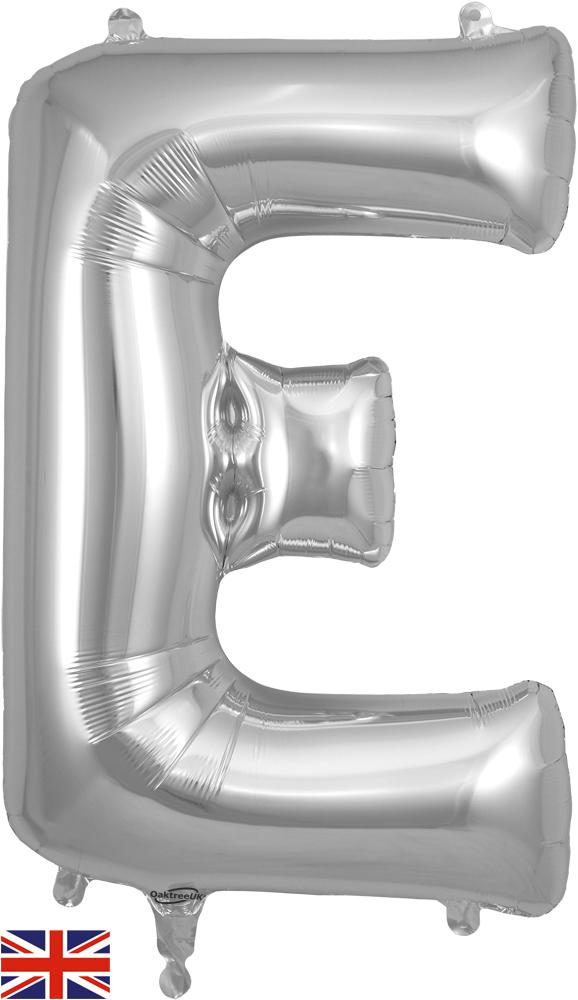 34inch Giant Letter E Foil Silver Balloon