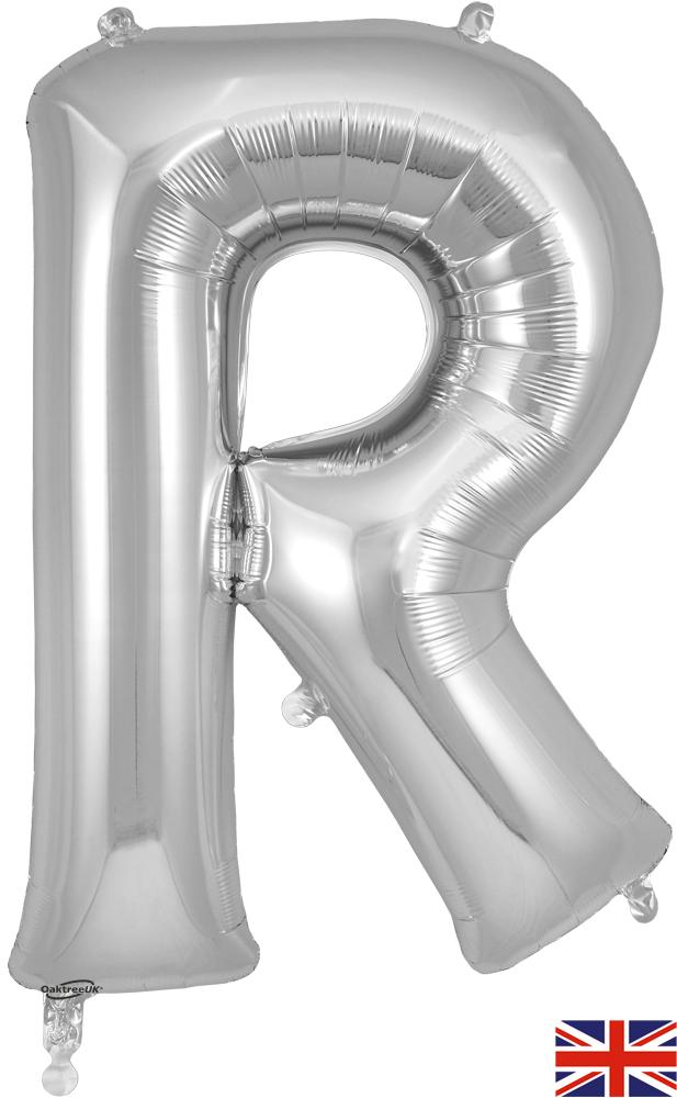34inch Giant Letter R Foil Silver Balloon
