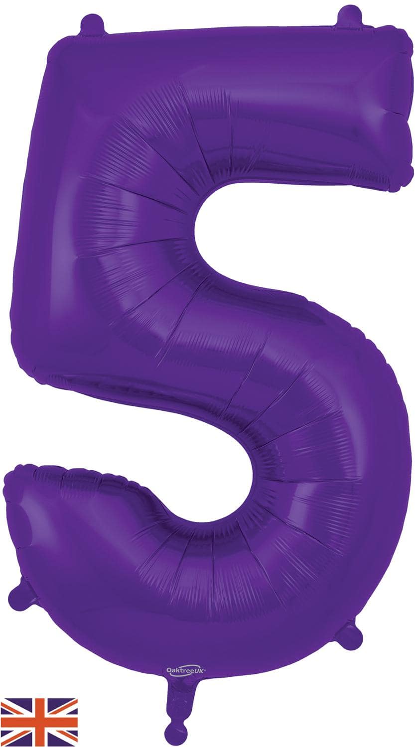 Purple Number 5 Foil Balloon 34"