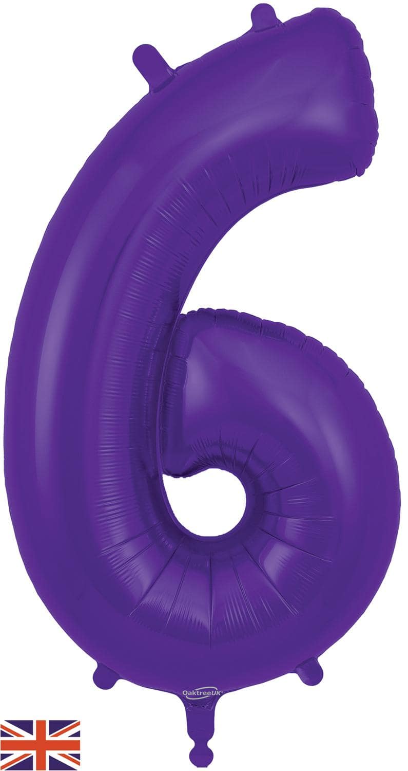 Purple Number 6 Foil Balloon 34"