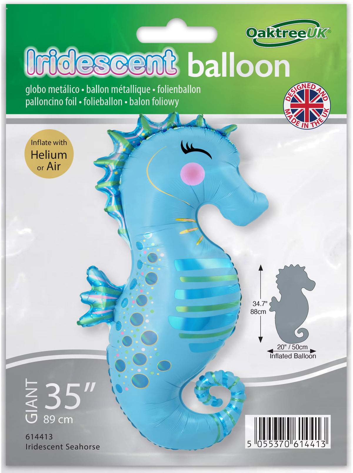 Iridescent Shape Seahorse Foil Balloon - 35"