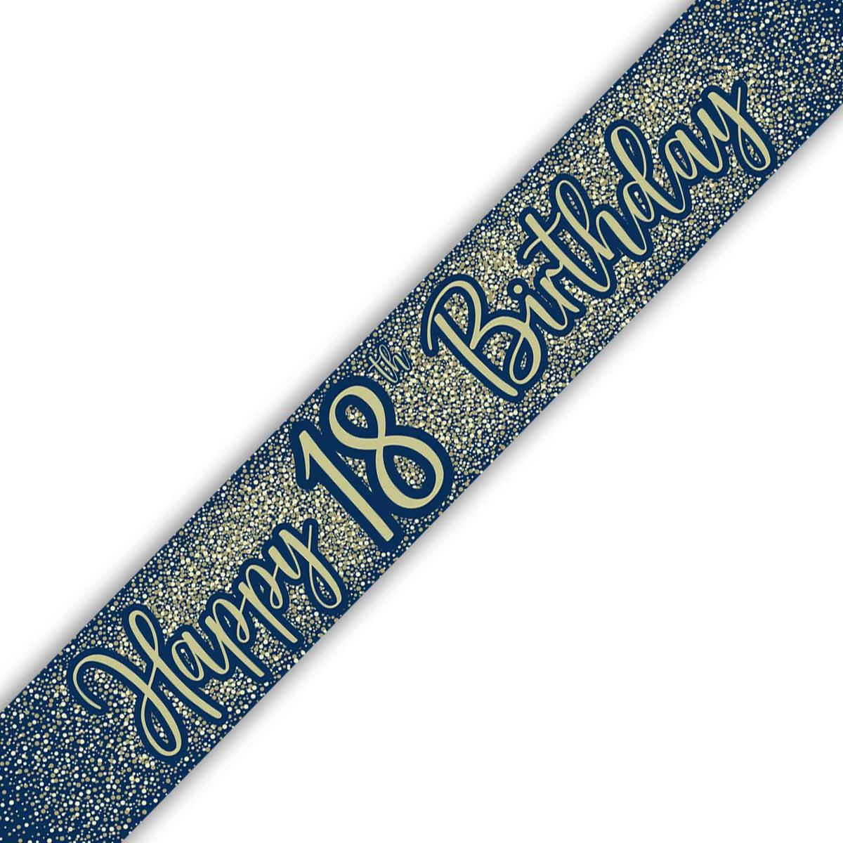 9ft Banner - Navy & Gold Glitter Metallic Happy 18th Birthday
