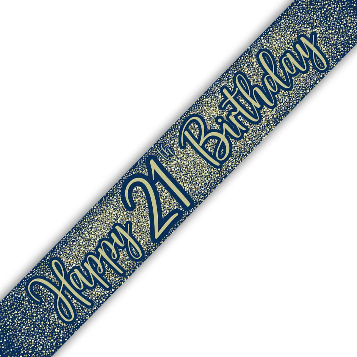9ft Banner - Navy & Gold Glitter Metallic Happy 21st Birthday