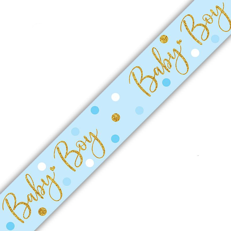 9ft Banner - Blue & Gold Sparkling Baby Boy