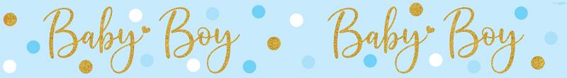 9ft Banner - Blue & Gold Sparkling Baby Boy