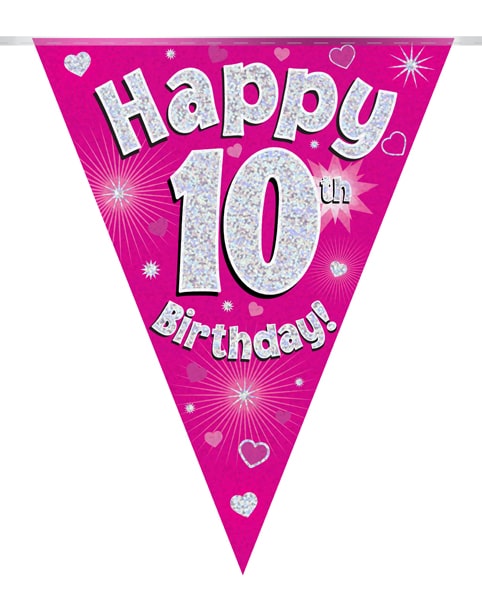 Happy 10th Birthday Pink Party Bunting