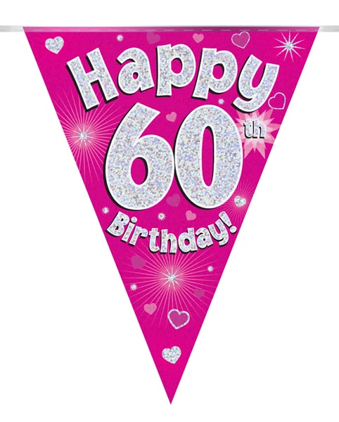 Happy Birthday 60th Pink Party Bunting