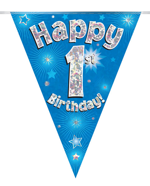 Happy 1st Birthday Blue Party Bunting