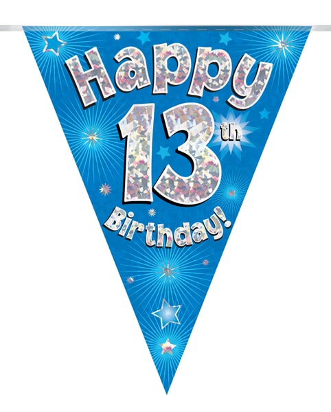 Happy Birthday 13th Blue Party Bunting