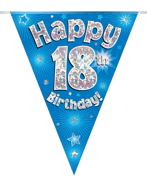 Party Bunting Sparkling Fizz 18th Blue & Silver Holographic