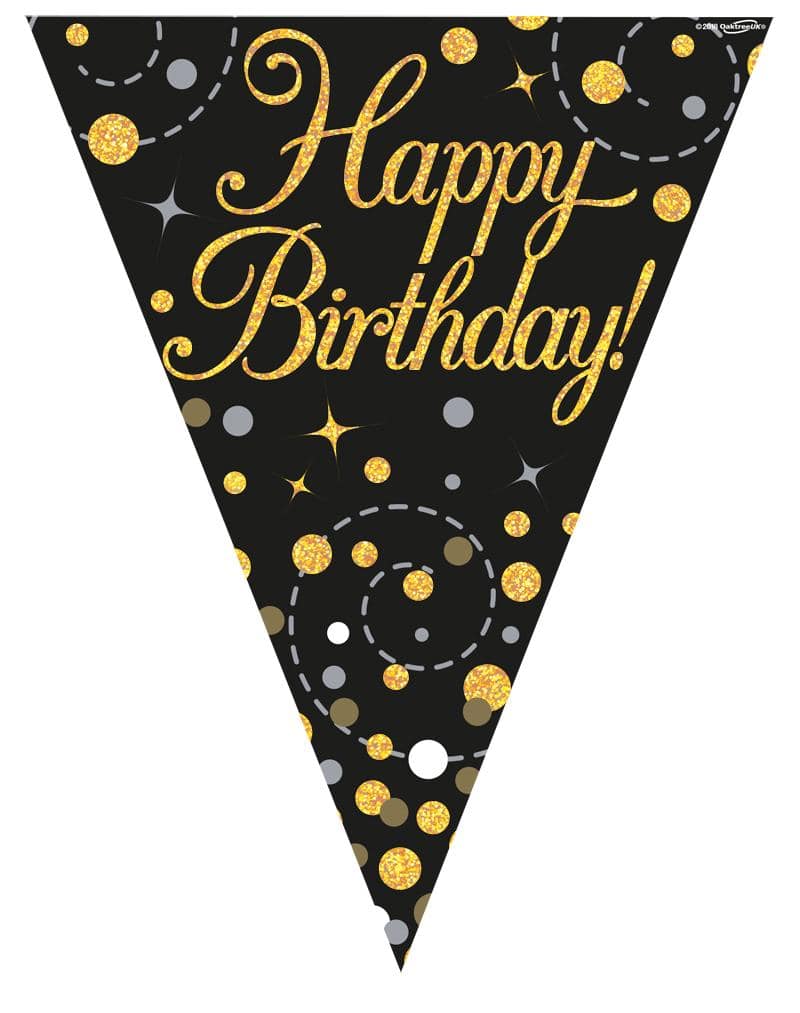 Party Bunting Sparkling Fizz Happy Birthday Black & Gold