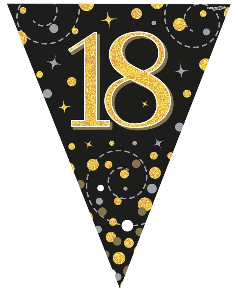 Party Bunting Sparkling Fizz 18th Black & Gold Holographic