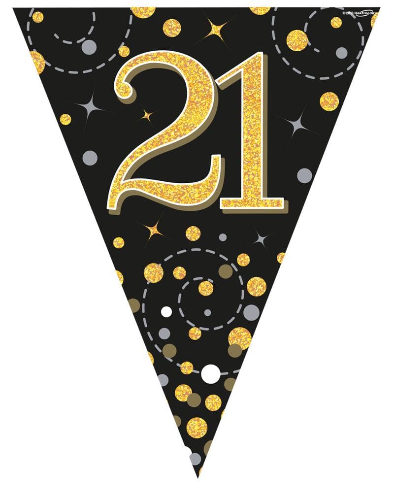 Party Bunting Sparkling Fizz 21st Black & Gold Holographic
