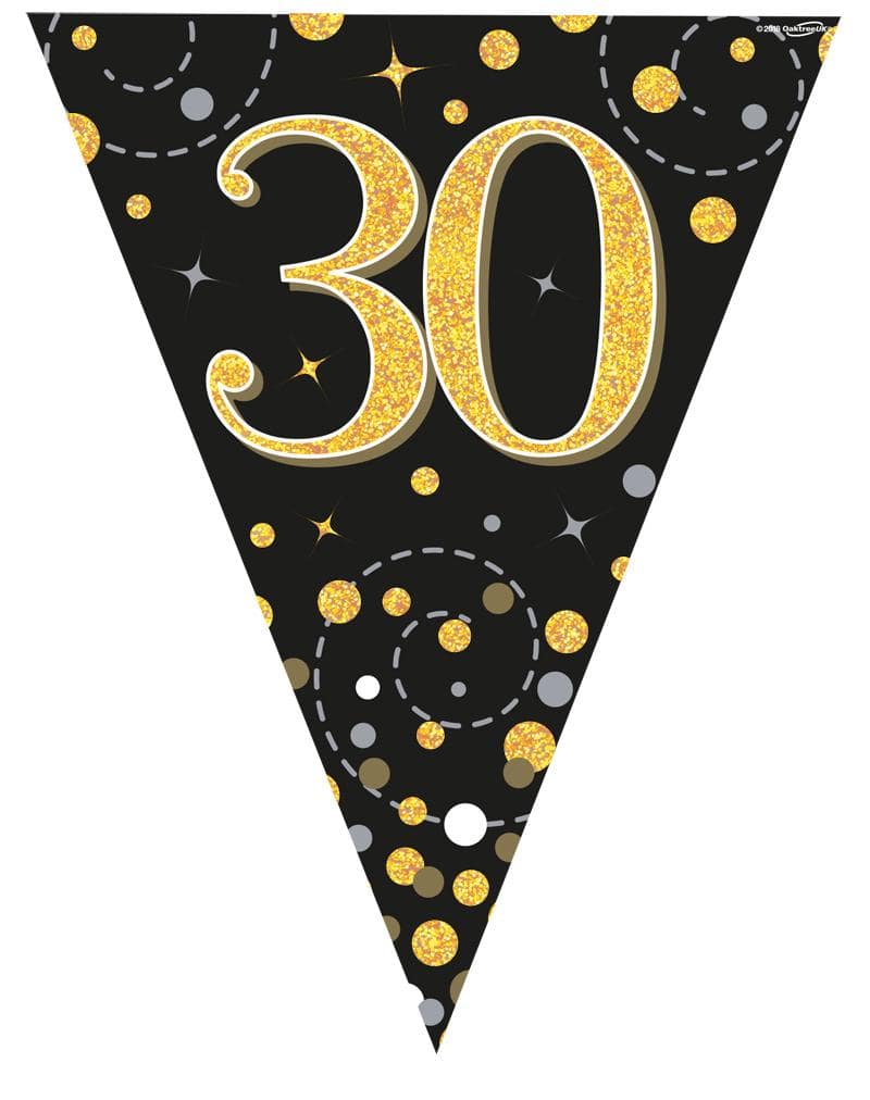 Party Bunting Sparkling Fizz 30th Black & Gold Holographic