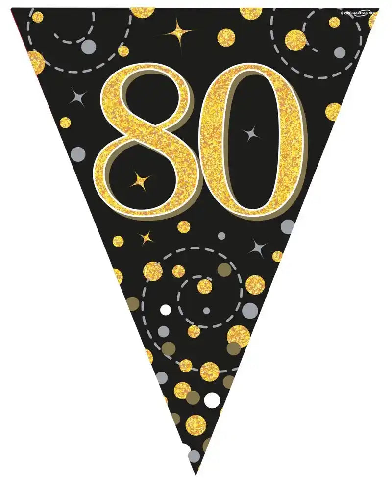Party Bunting Sparkling Fizz 80th Black & Gold Holographic