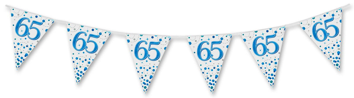 Party Bunting Sparkling Fizz 65th Birthday Blue & White Holographic