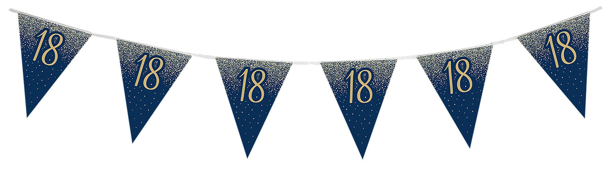 Party Bunting 18th Birthday Metallic Glitter Navy Gold
