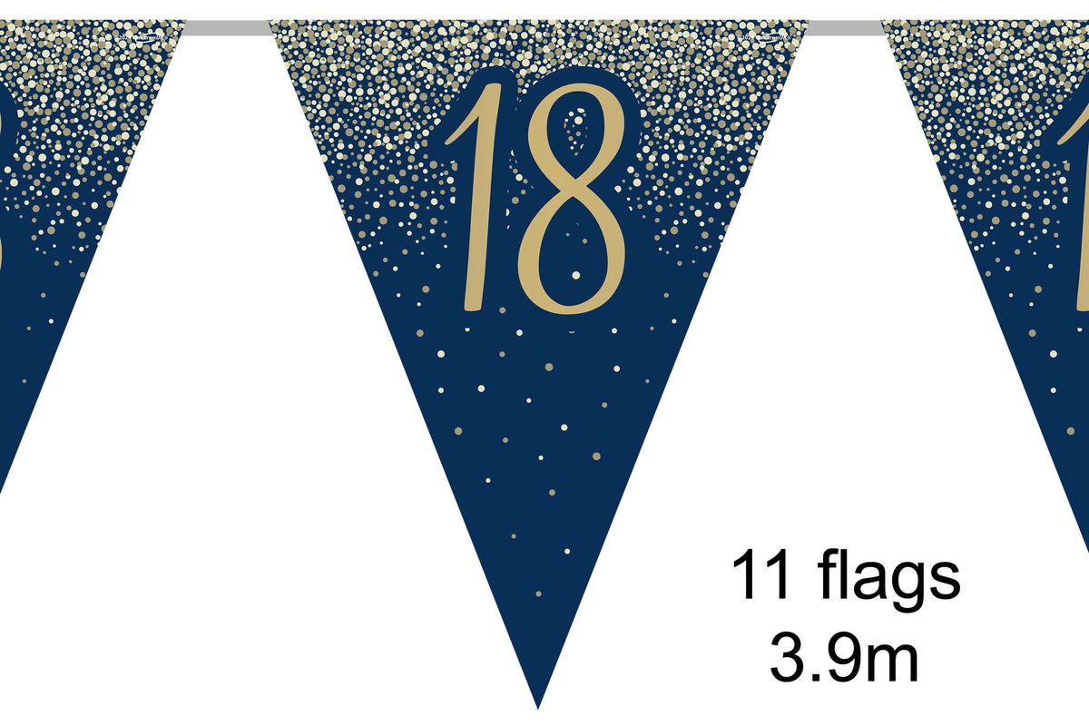 Party Bunting 18th Birthday Metallic Glitter Navy Gold