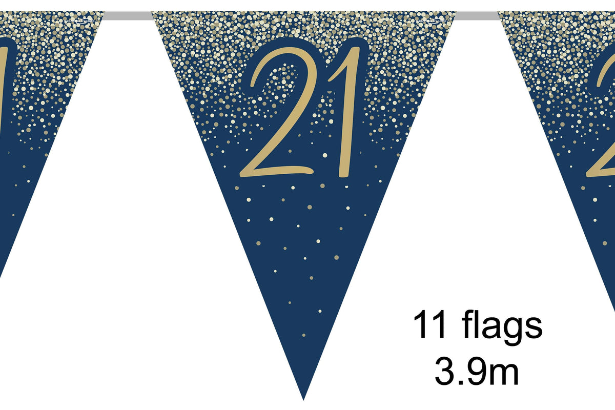 Party Bunting 21st Birthday Metallic Glitter Navy Gold