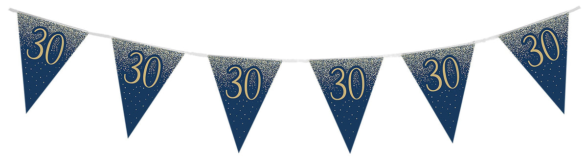 Party Bunting 30th Birthday Metallic Glitter Navy Gold