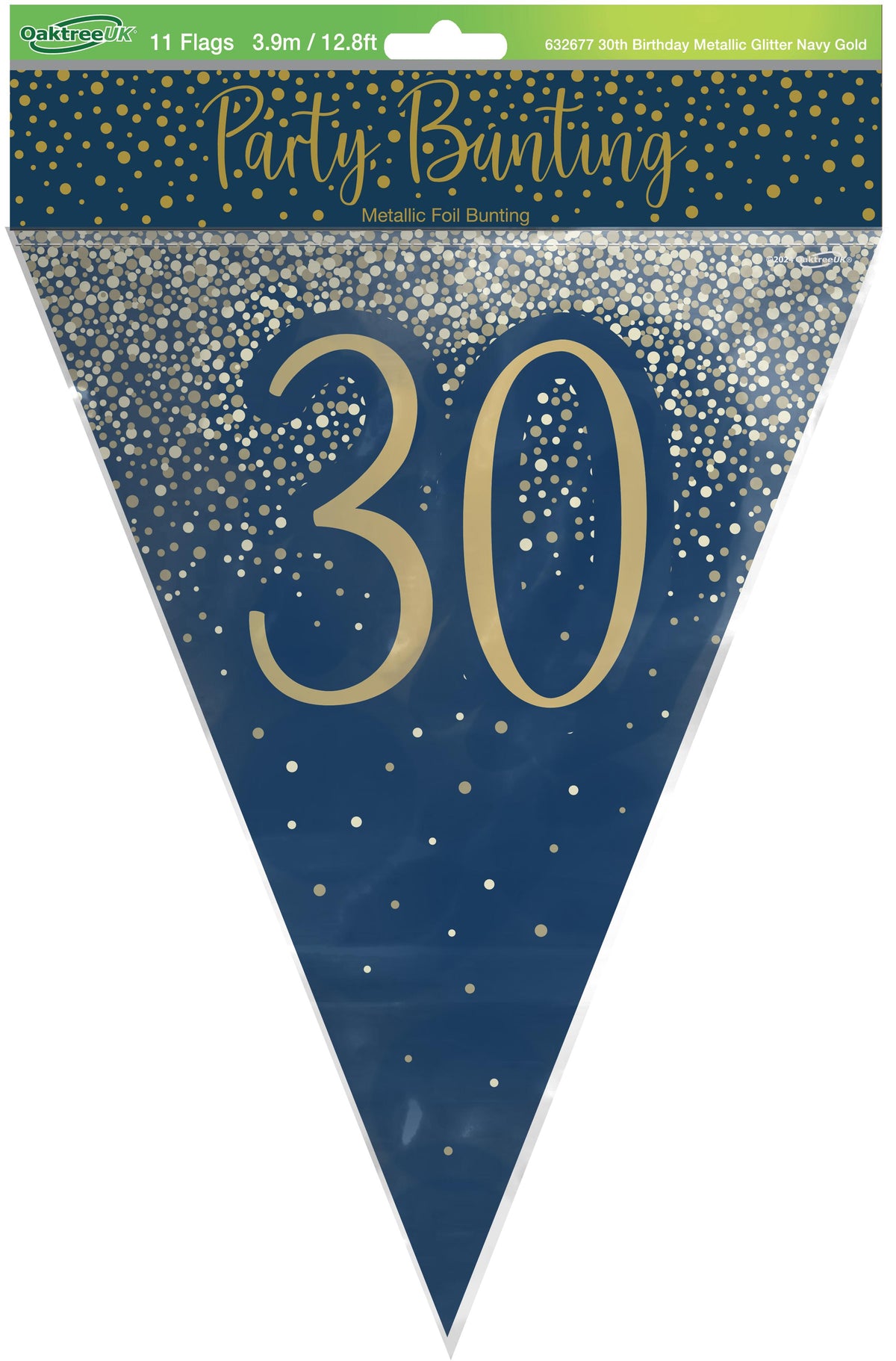 Party Bunting 30th Birthday Metallic Glitter Navy Gold