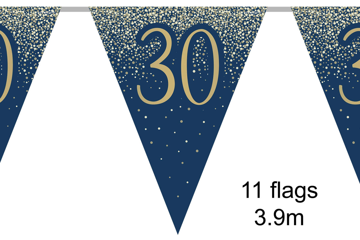 Party Bunting 30th Birthday Metallic Glitter Navy Gold