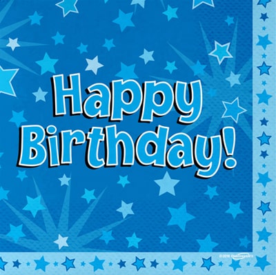 Blue Star Happy Birthday Napkins 16pk