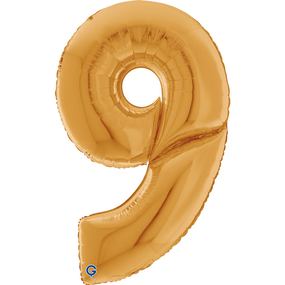 Antique Gold Number 9 GIANT Foil Balloon 64"