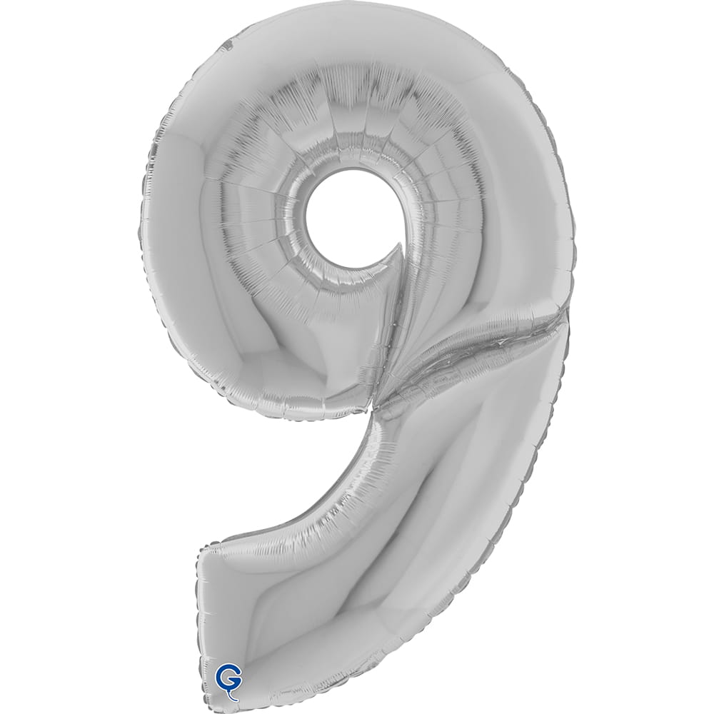 Silver Number 9 GIANT Foil Balloon 64"