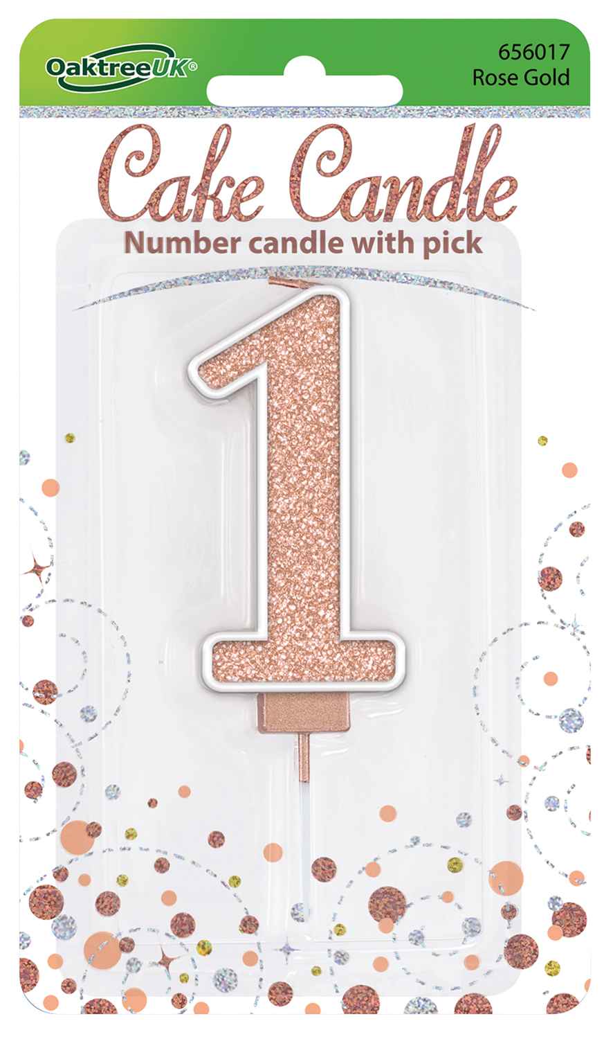 Glitter No.1 Sparkling Fizz Rose Gold Candle 7.5cm