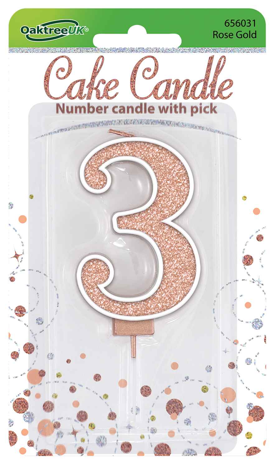 Glitter No.3 Sparkling Fizz Rose Gold Candle 7.5cm