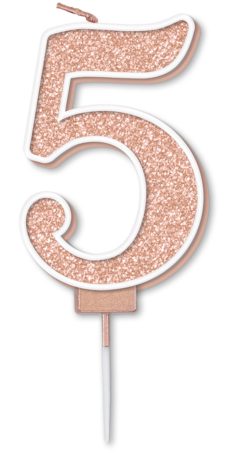 Glitter No.5 Sparkling Fizz Rose Gold Candle 7.5cm