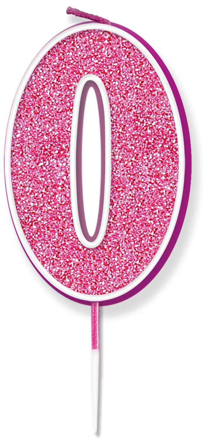 Glitter No.0 Candle 7.5cm Pink/Silver Glitter