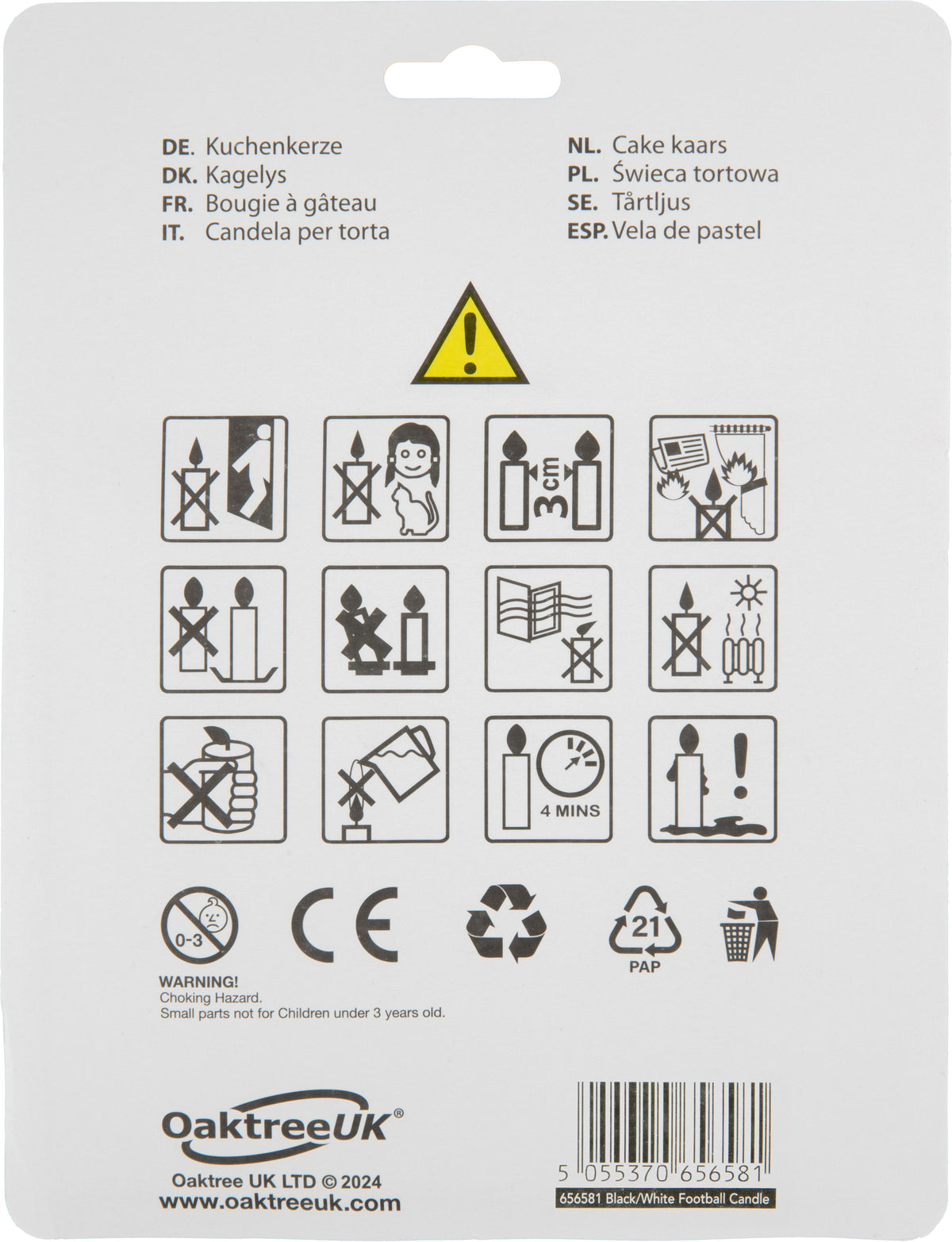 8cm Football Shirt CandleWhite Stripe