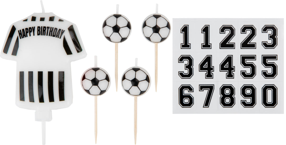 8cm Football Shirt Candle Black and White Stripe