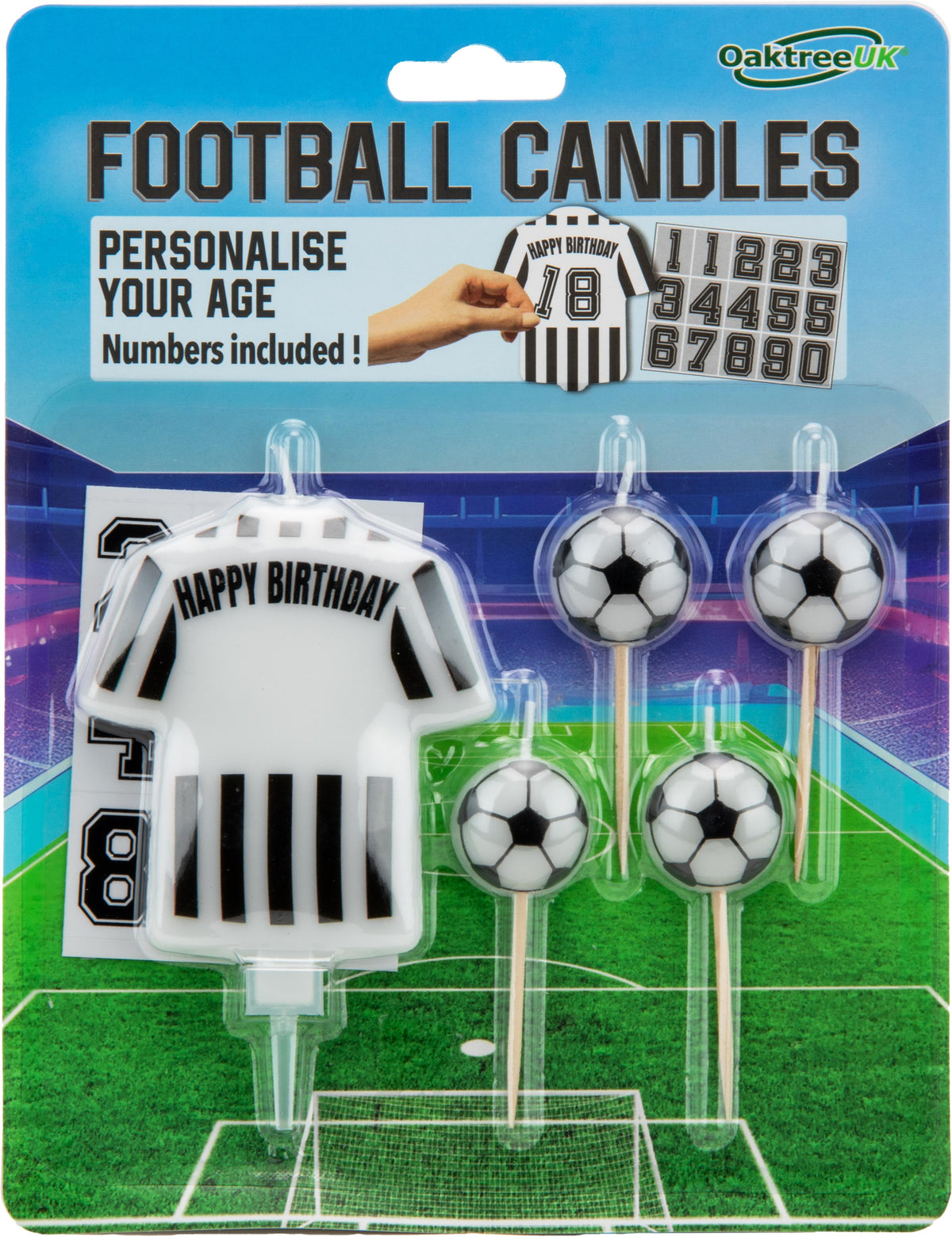 8cm Football Shirt Candle Black and White Stripe