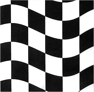 Black & White Check Racing Napkins - 18pk