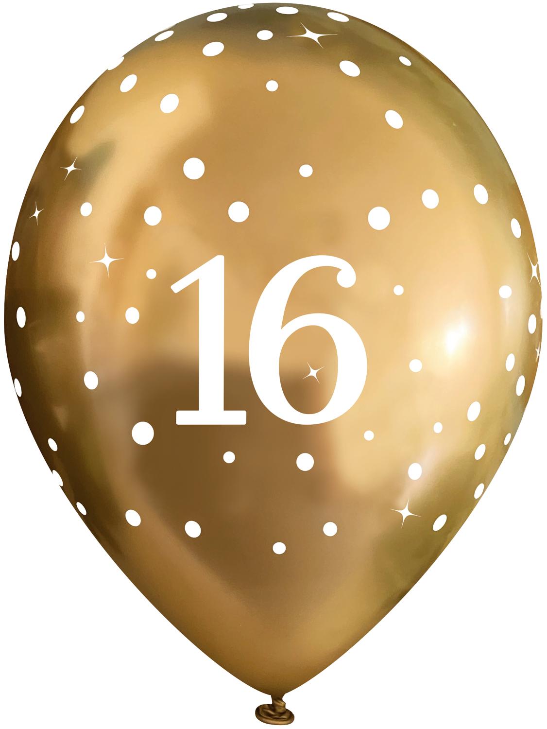 11inch Latex Balloons Sparkling Fizz Gold 16th x 6pcs