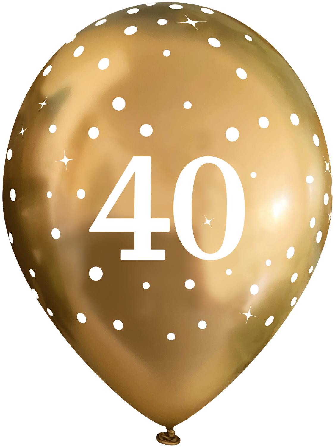 11inch Latex Balloons Sparkling Fizz Gold 40th x 6pcs