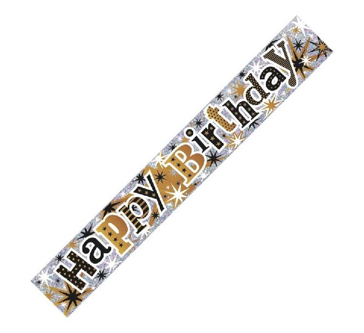 9FT Gold & Black HAPPY BIRTHDAY WALL BANNER