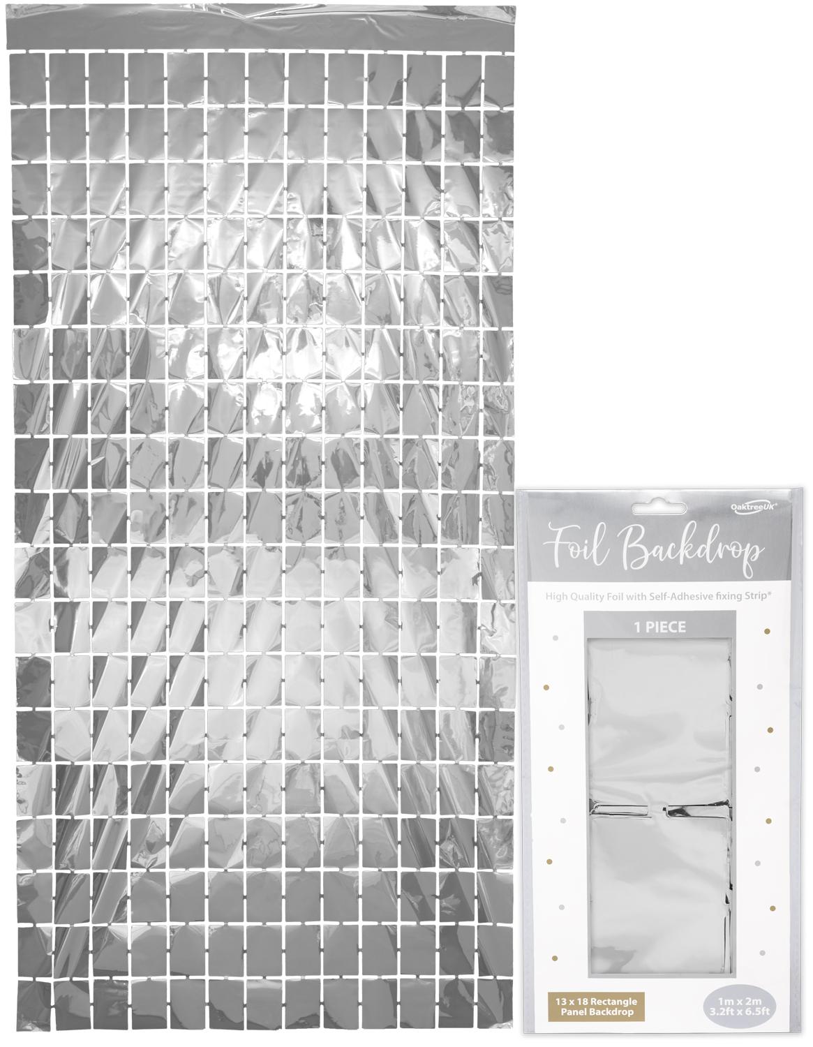 Rectangle Foil Backdrop 1m x 2m Metallic Silver