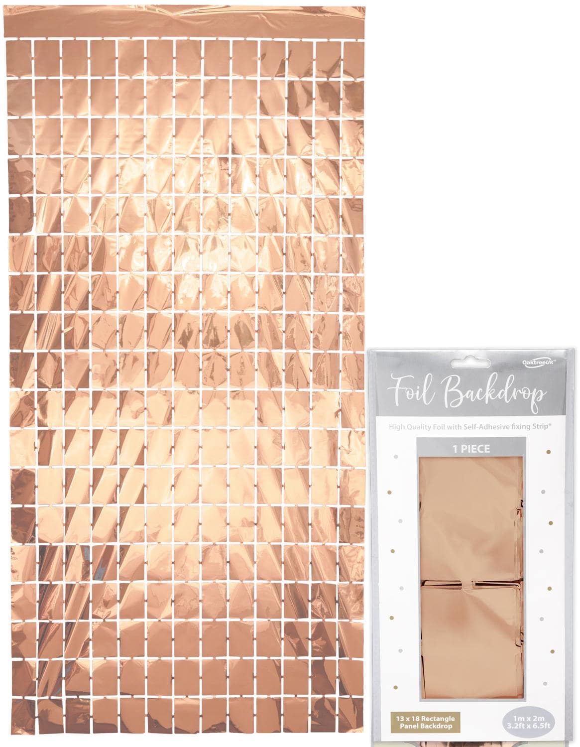 Rectangle Foil Backdrop 1m x 2m Metallic Rose Gold