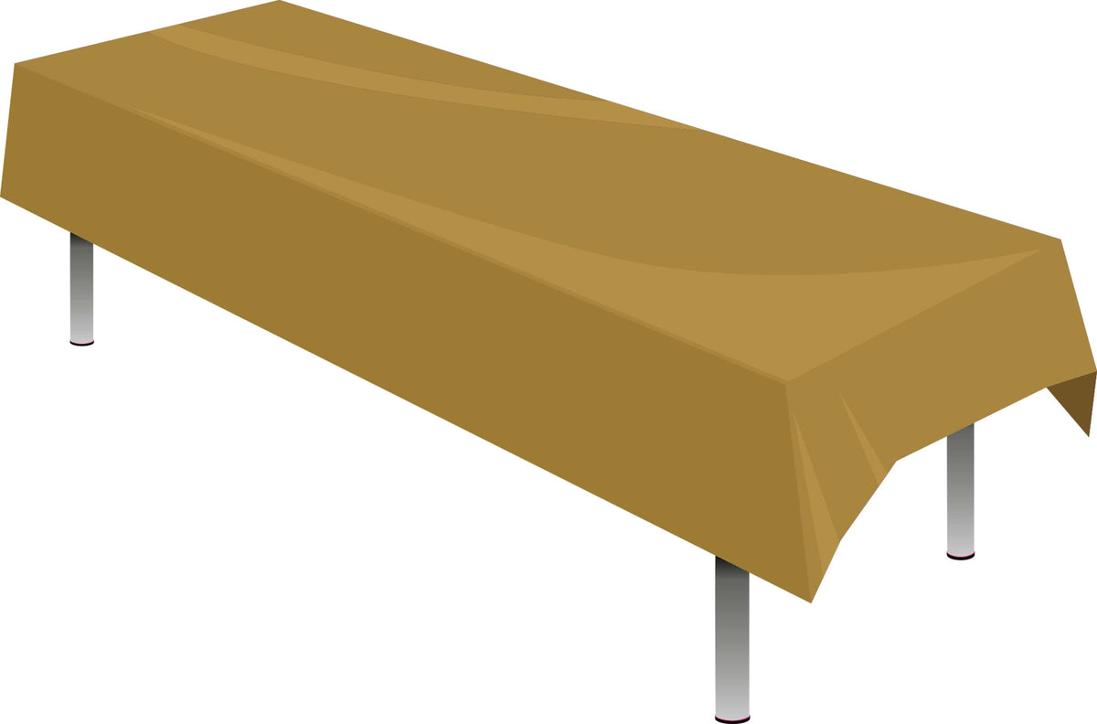 Gold Solid Rectangular Plastic Table Cover - Each